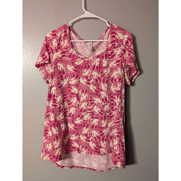 LuLaRoe Disney AOP Mickey Mouse Purple Graphic High-Low Hem Tee Women’s Size L - Picture 1 of 6